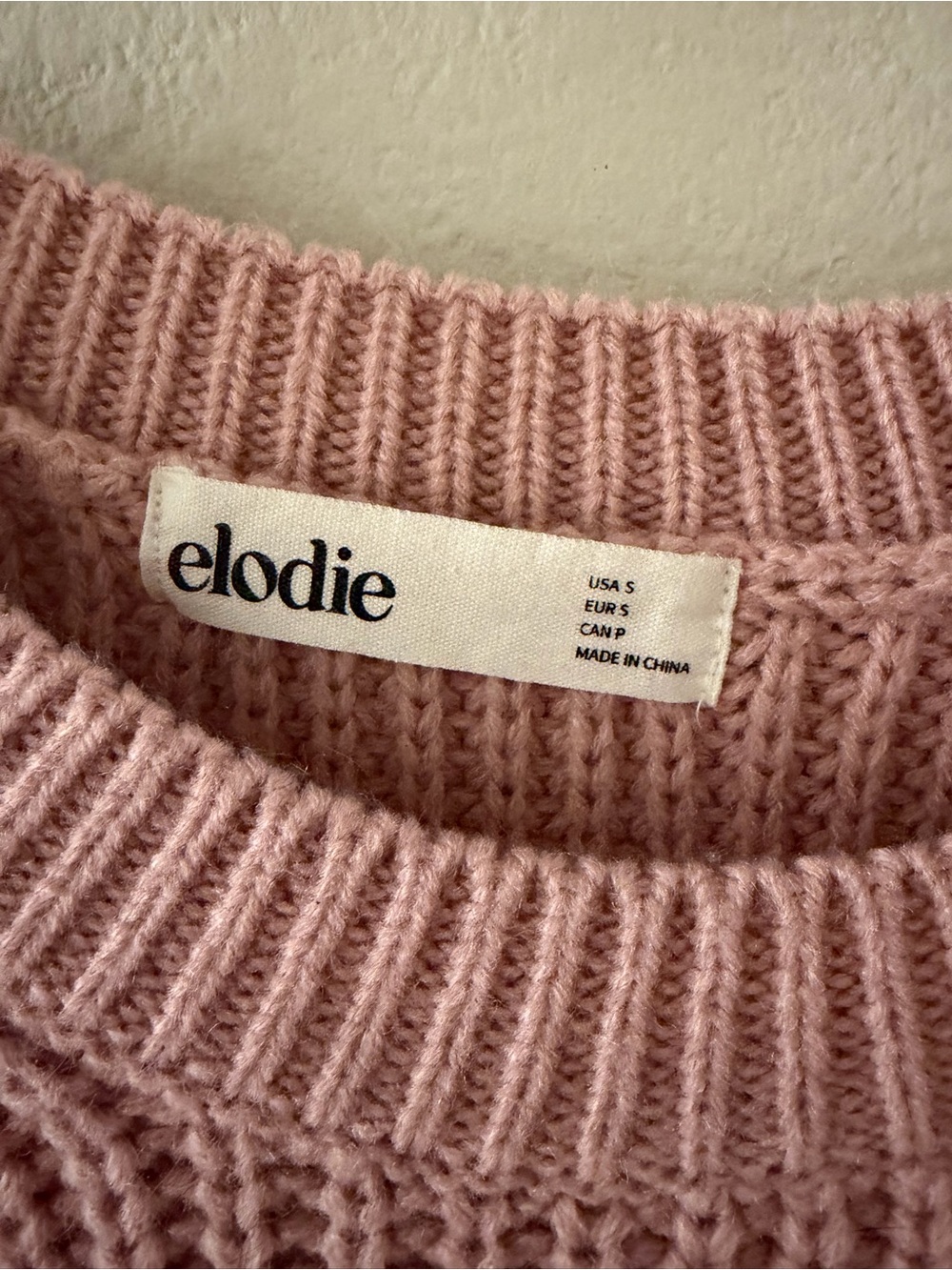 Elodie Cropped Ribbed Crew Sweater in Dusty Rose - Picture 2 of 3